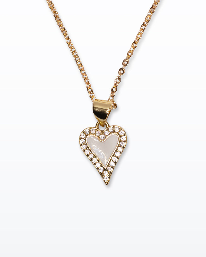 Cuore di Luce – Collana oro con cuore bianco e zirconi